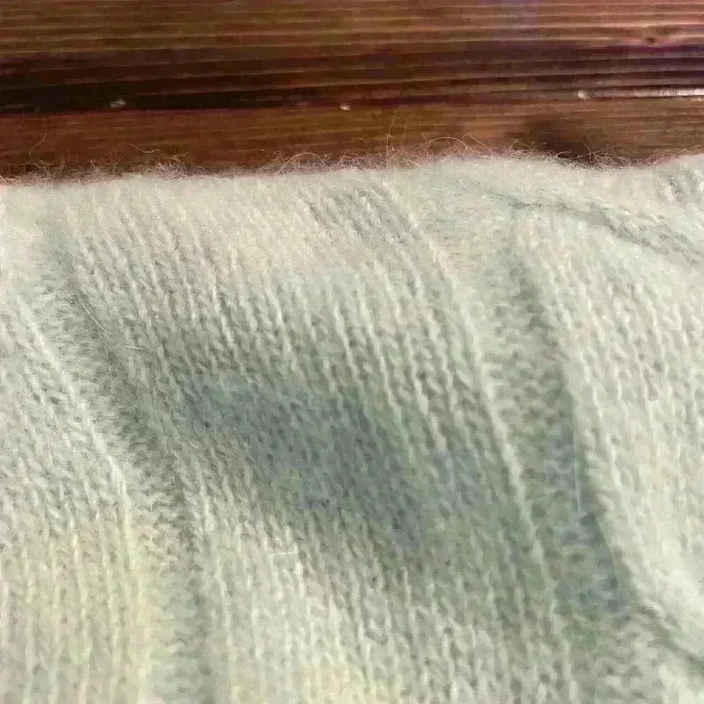 Vintage Pastel Mint Wool & Angora Cable Cardigan - Picture 8 of 10